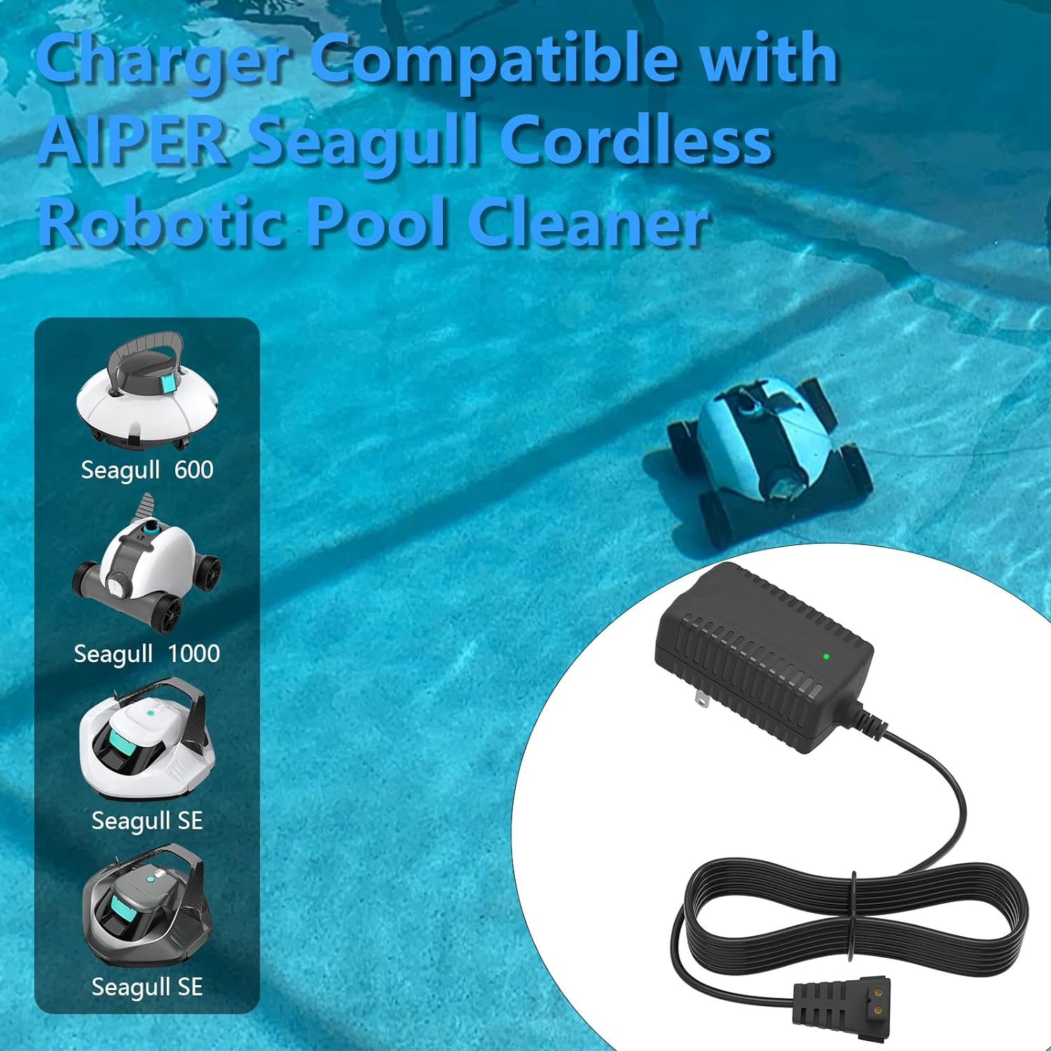12.6V Charger for AIPER Cordless Robotic Pool Cleaner Compatible with AIPER Seag