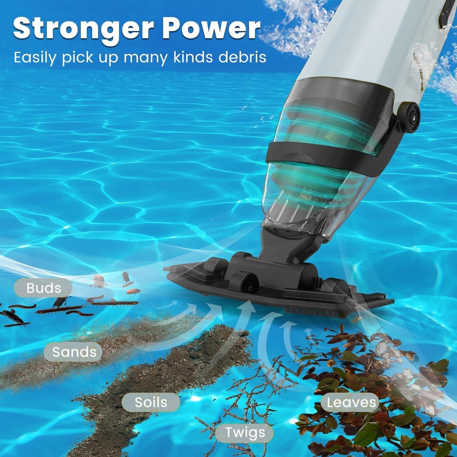 Cordless Pool Vacuum Cleaner for Above Ground Pool & In Ground Rechargeable P…
