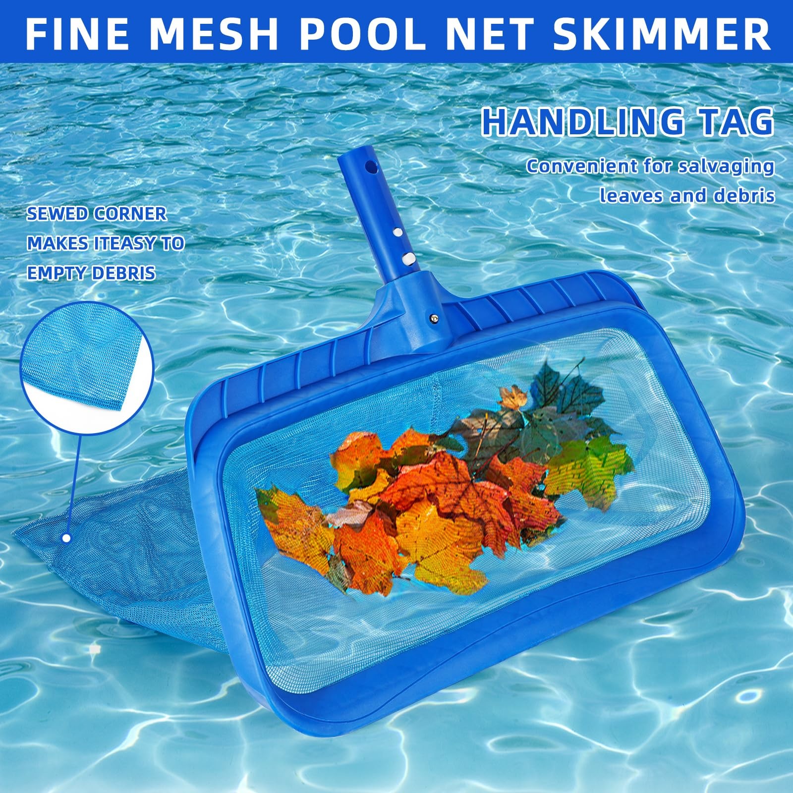 Swimming Pool Cleaner, Pool Skimmer Leaf Net with 18&Prime; Pool Skimmer Net