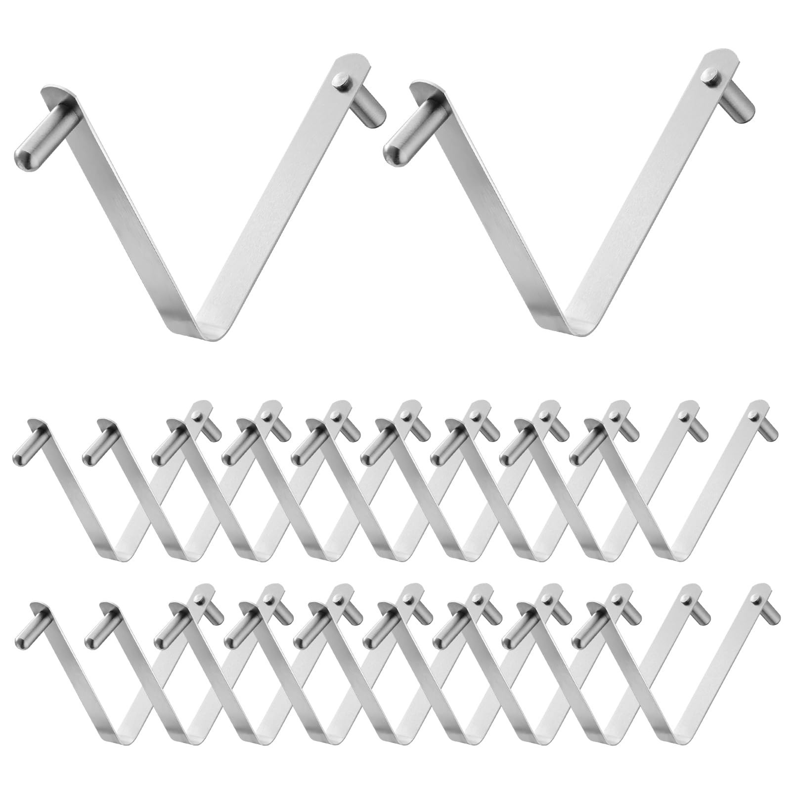 20 Pack Stainless Steel Pool Pole Clips V-Clips for Skimmer Brush & Vacuum Handl