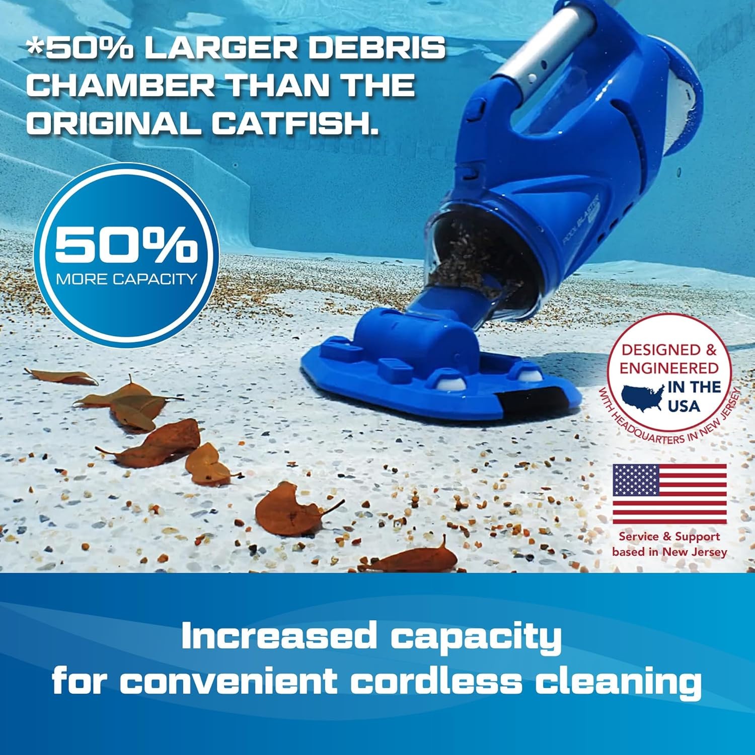 POOL BLASTER Catfish (Gen 2) Cordless Spa & Hot Tub Vacuum, More Power & Capacit