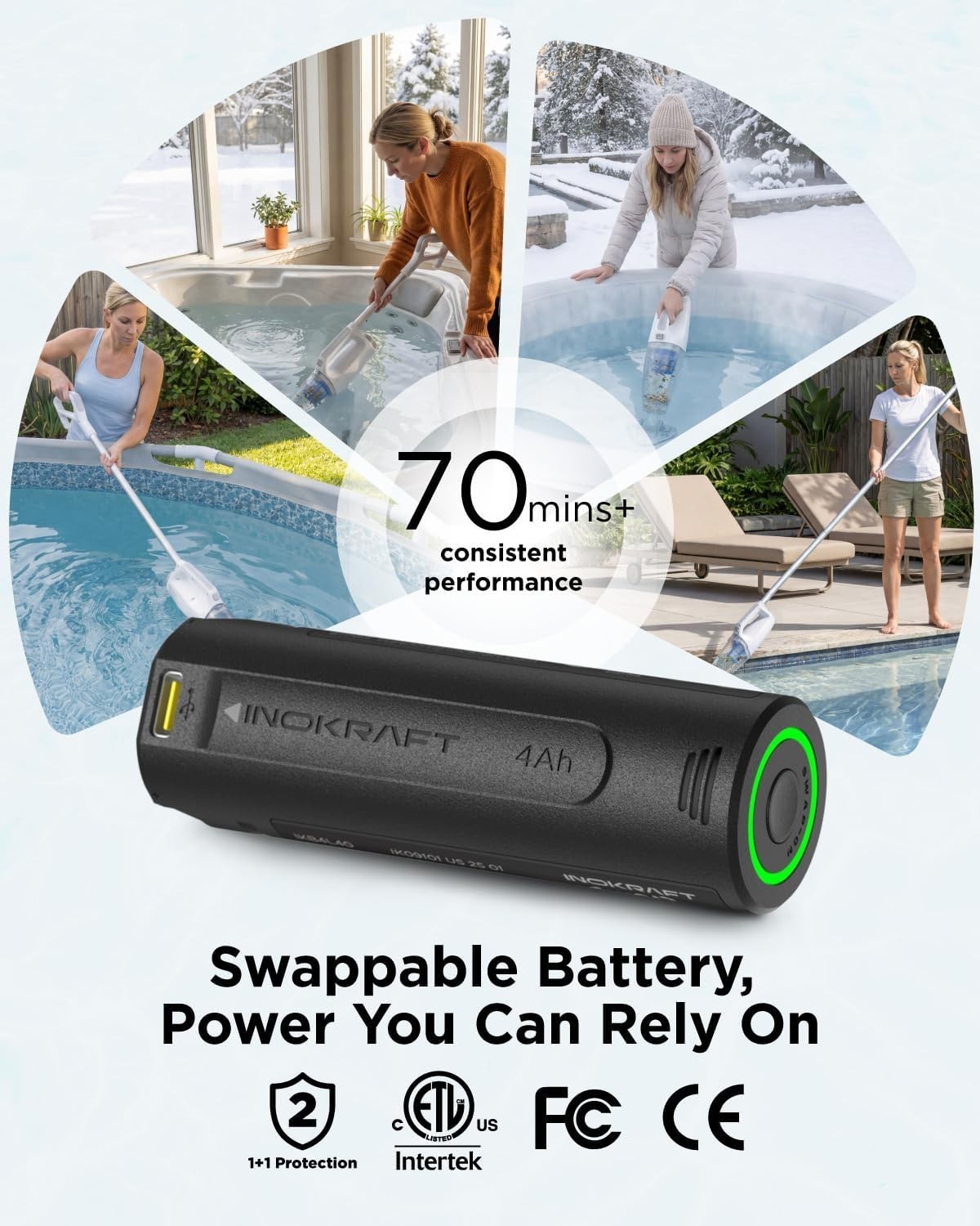 High-Suction Handheld Pool Vacuum & Spa Cleaner – Replaceable Battery Included