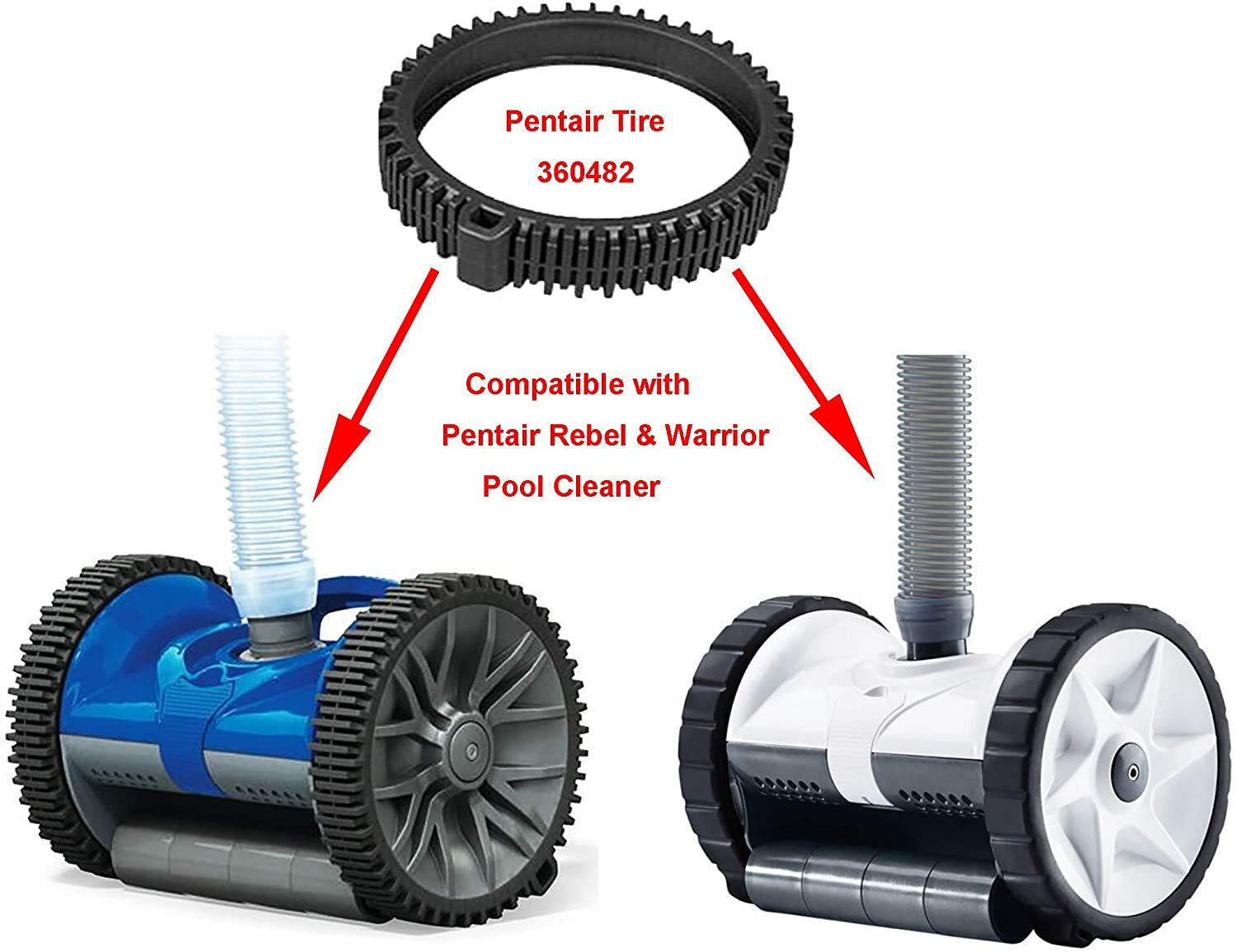 2PK 360287/360482 Tire Kit Replacement For Pentair Rebel/Warrior Pool Cleaner