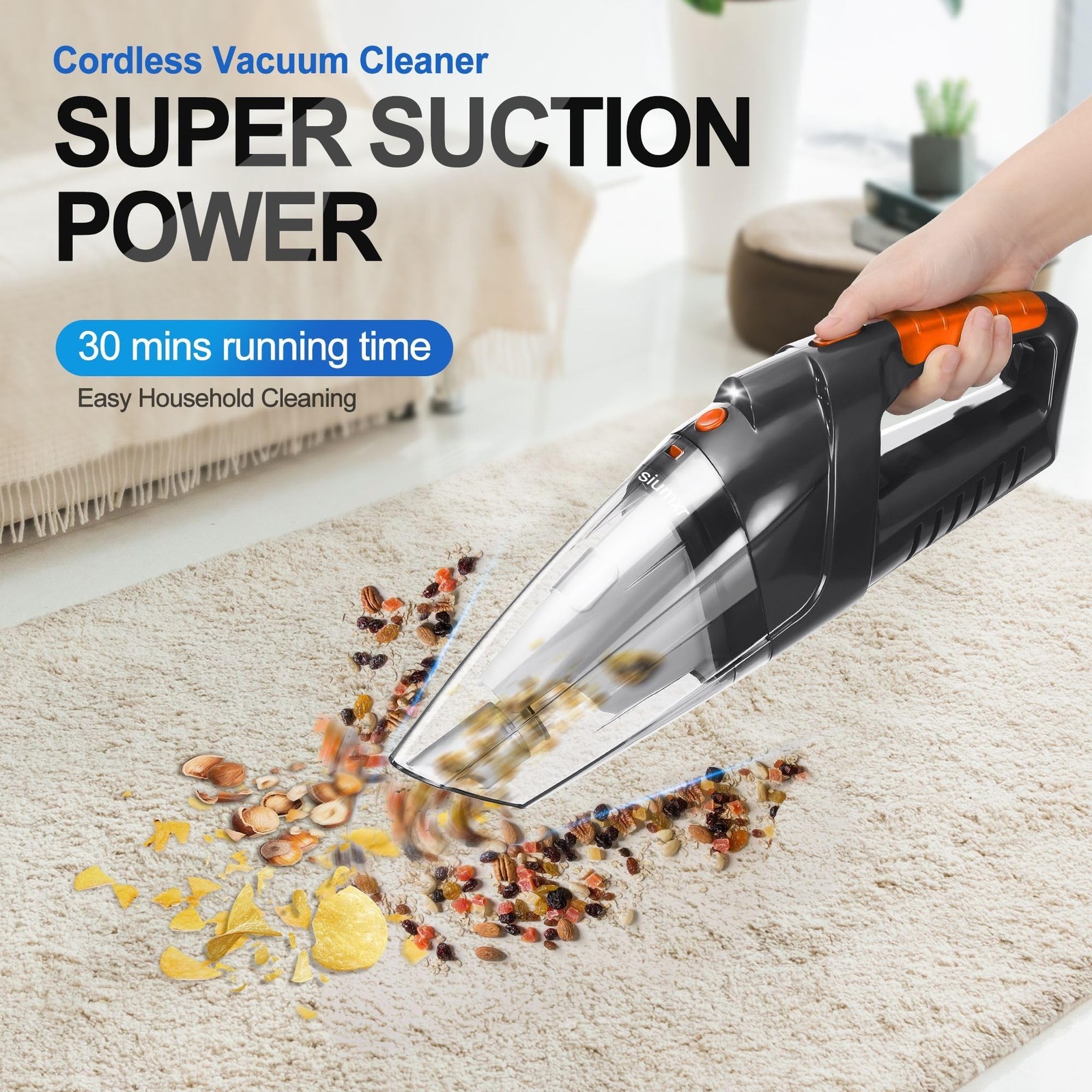 Handheld Vacuum Cordless,Powerful Suction 30Mins Long Runtime, Dust Busters C…
