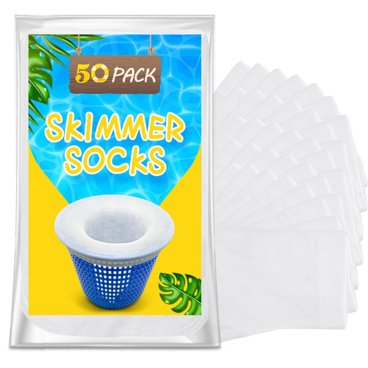 50 Pack Pool Filter Socks for Pool Skimmer Basket Inground Swimming Pool