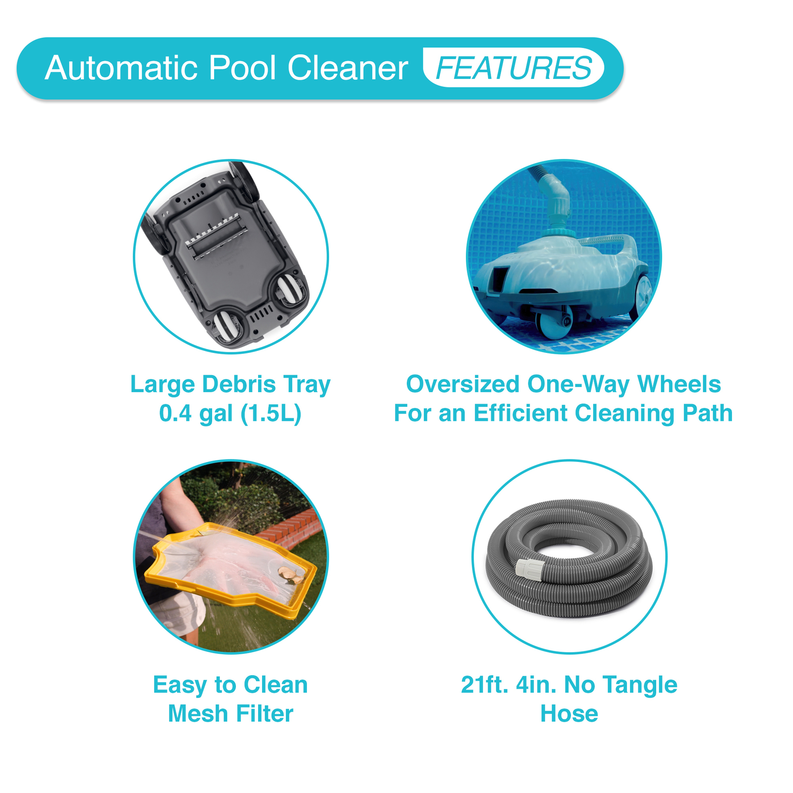 Intex Automatic Pressure Side Swimming Pool Cleaner w/Hose & Converter(Open Box)