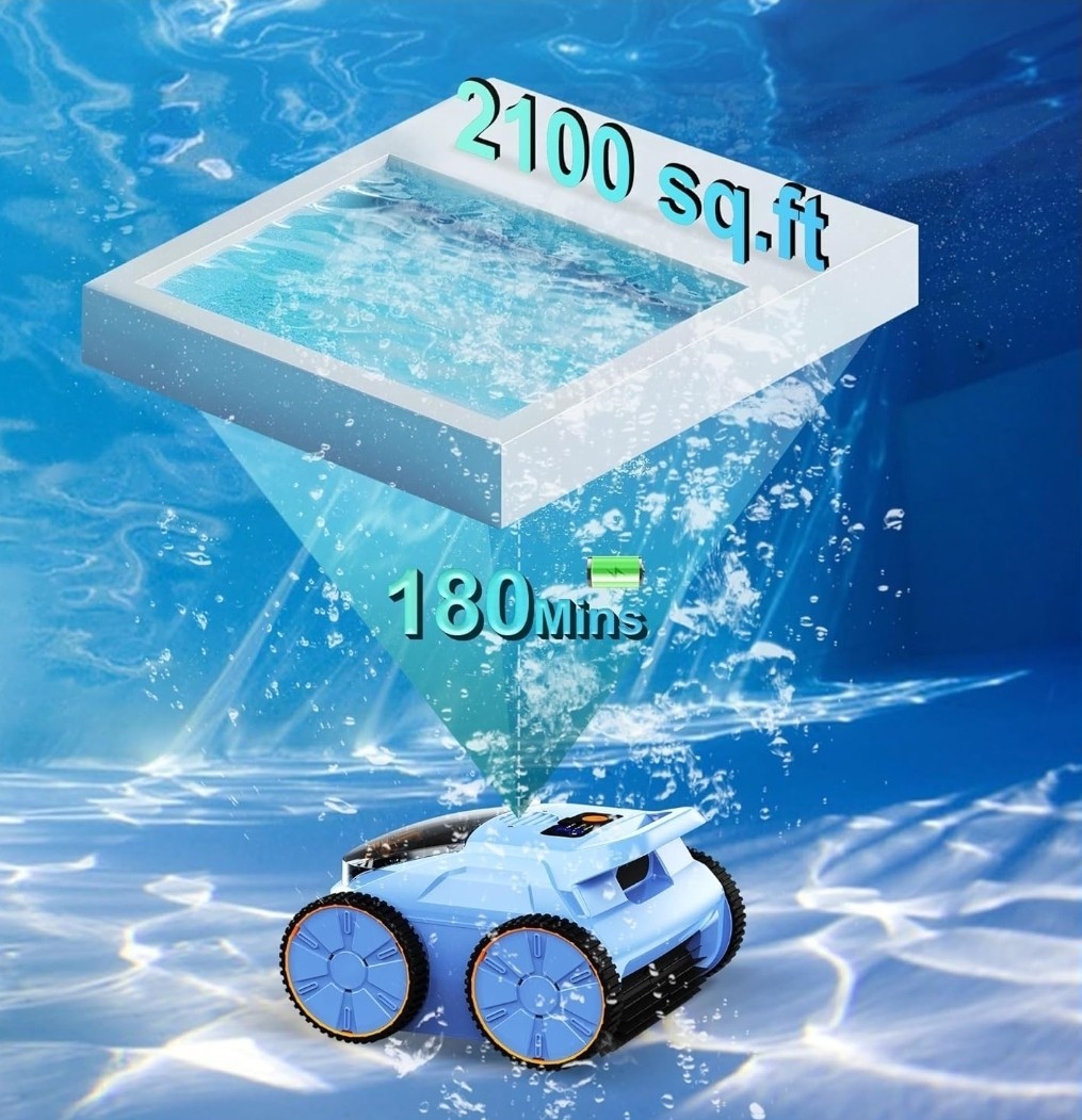 ZYERCH 2025 Upgrade Pool Vacuum Robotic Cleaner Wall Climbing Pool – Dark Blue