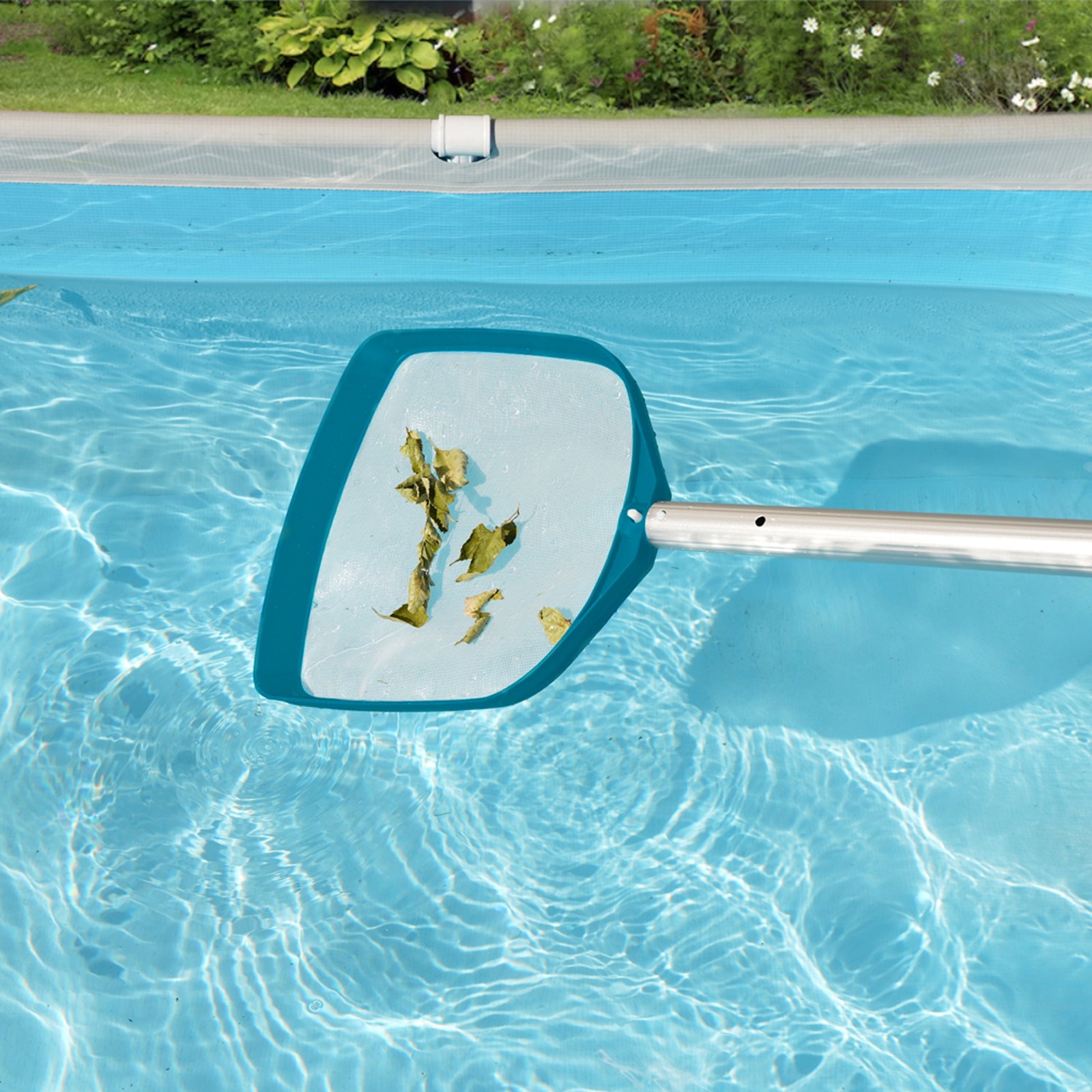 Teal&Gray Pool Skimmer Net with 42inch Aluminum Pole forEffective Debris Removal