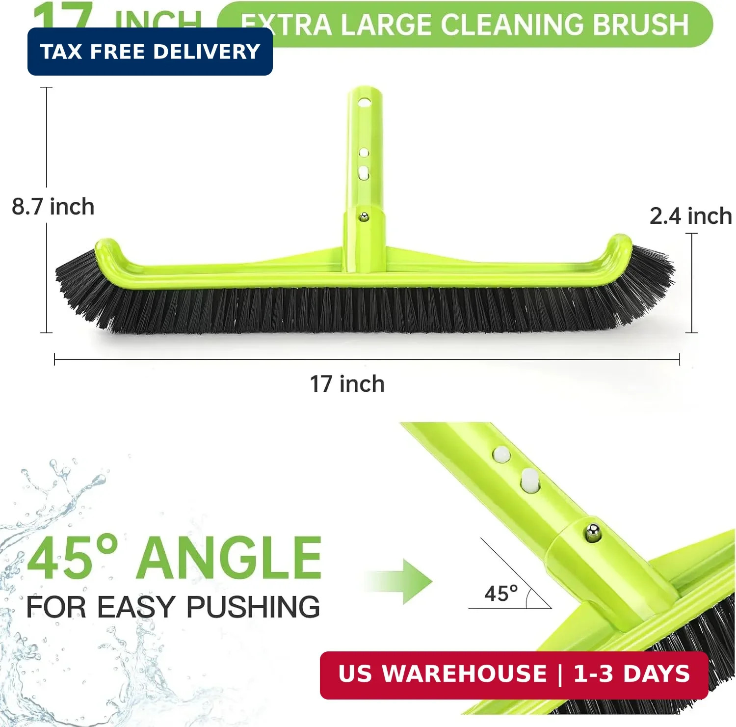 Pool Brush Head Nylon Bristles Curved Pool Scrub Brush for Walls Floors