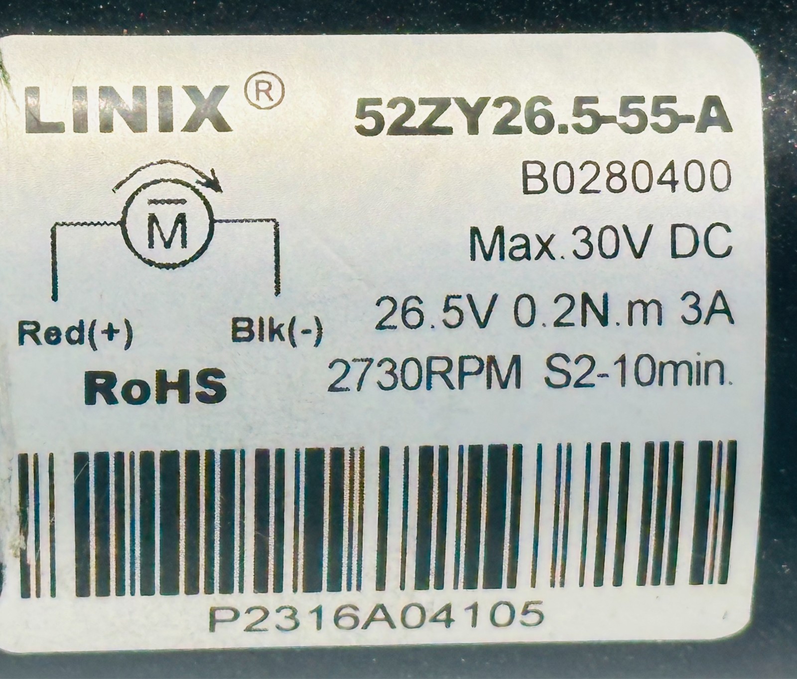 *TESTED* Linix Pump Motor B0280400 26.5 V 2730 RPM Pool Robot