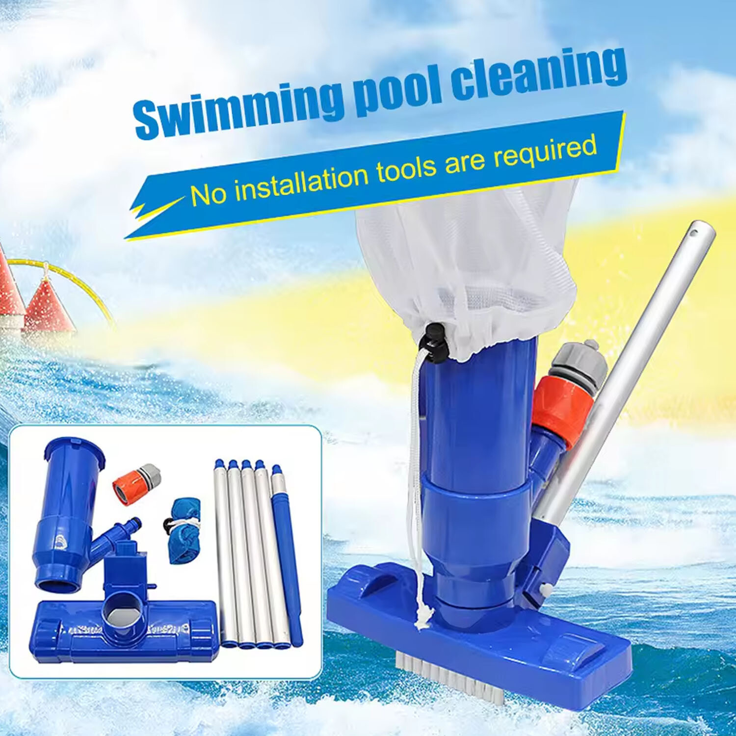 Pool Vacuum Handheld Spa Suction Underwater Cleaner for Above Ground Pools