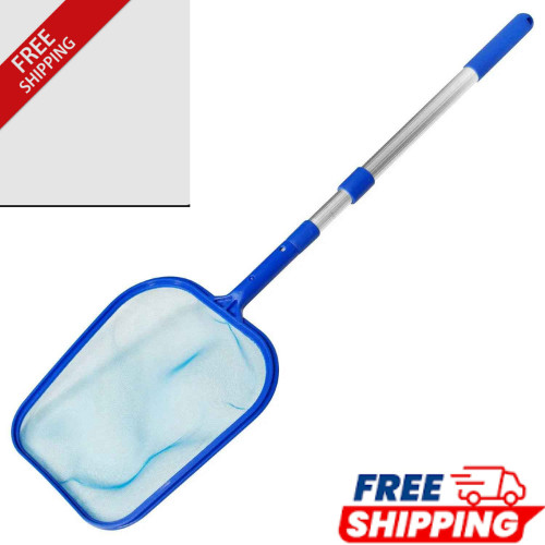 Pool Skimmer Net Deep Bag Leaf Rake Telescopic Handle 35–105cm Blue