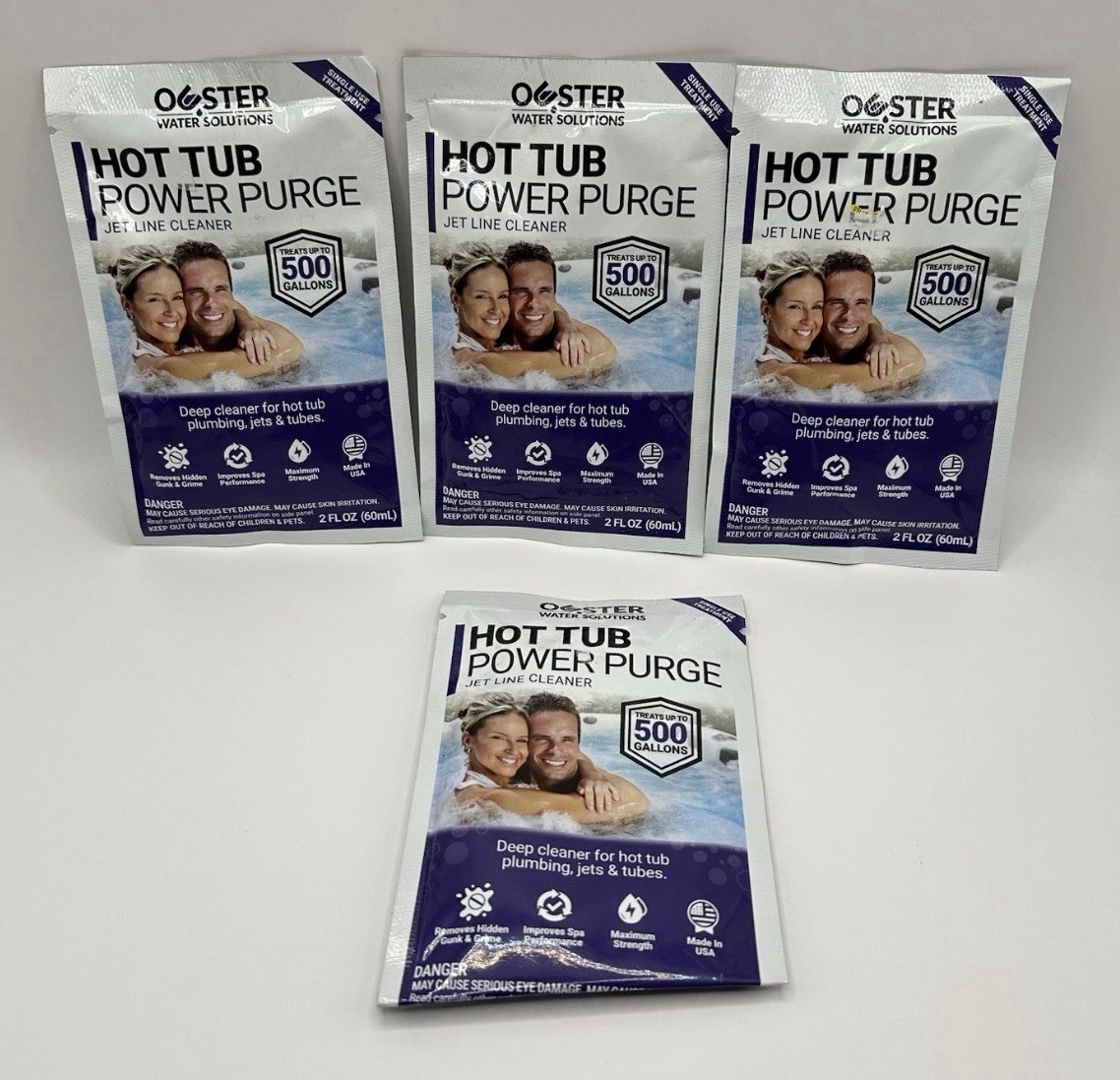 Ouster Power Purge Hot Tub Jet Line Cleaner 4 Pack 2 oz each Treats 500 Gallons