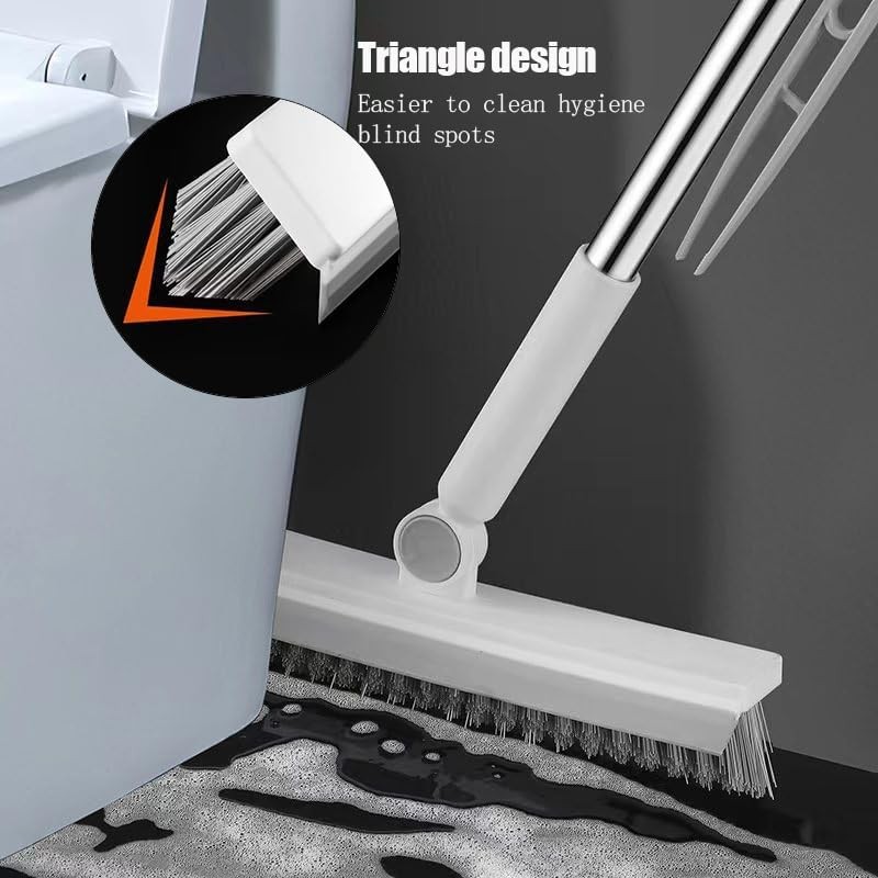Floor Scrubbing Brush with 57&Prime; Adjustable Long Handle,3 in 1 Living Grout Blue