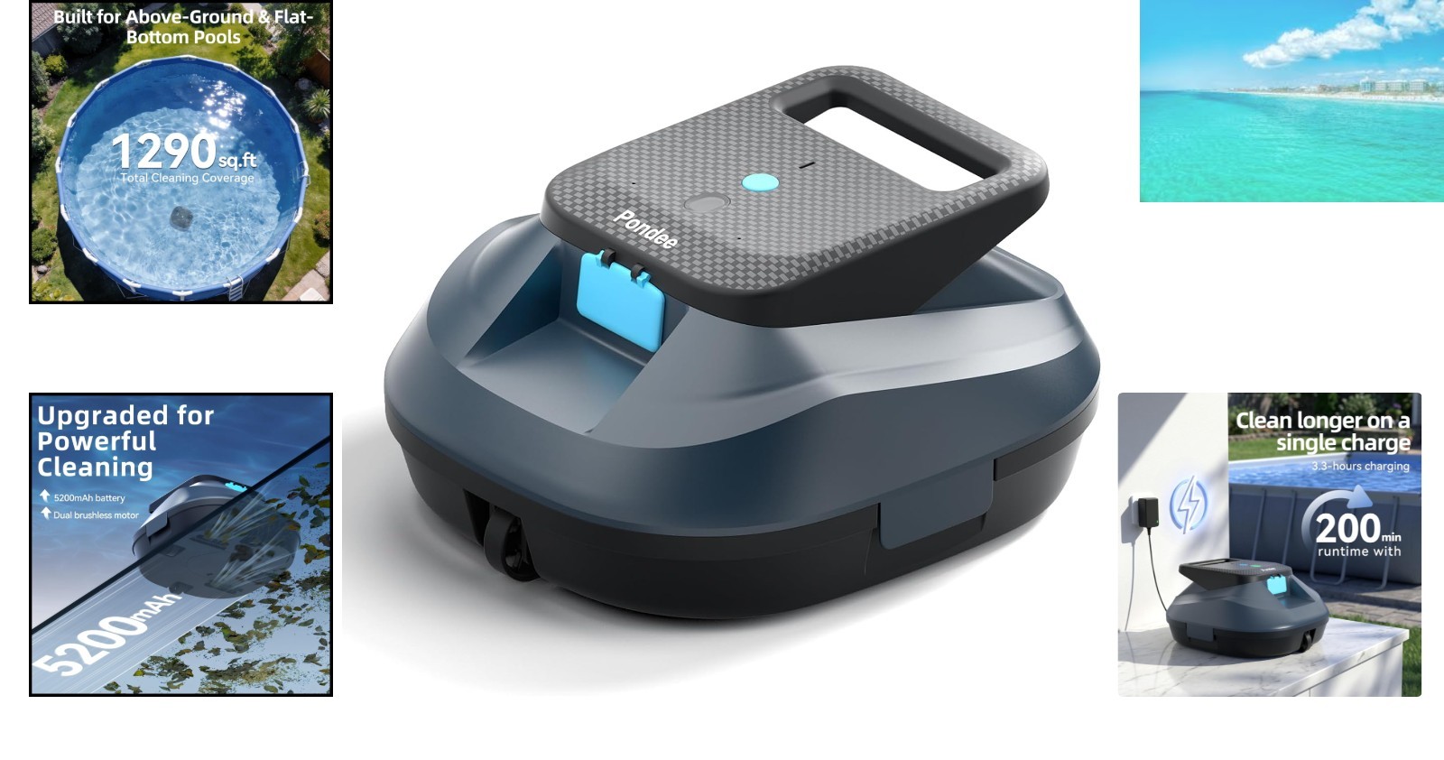 High-Performance Cordless Pool Cleaner: Ideal for Above-Ground & Inground Pools