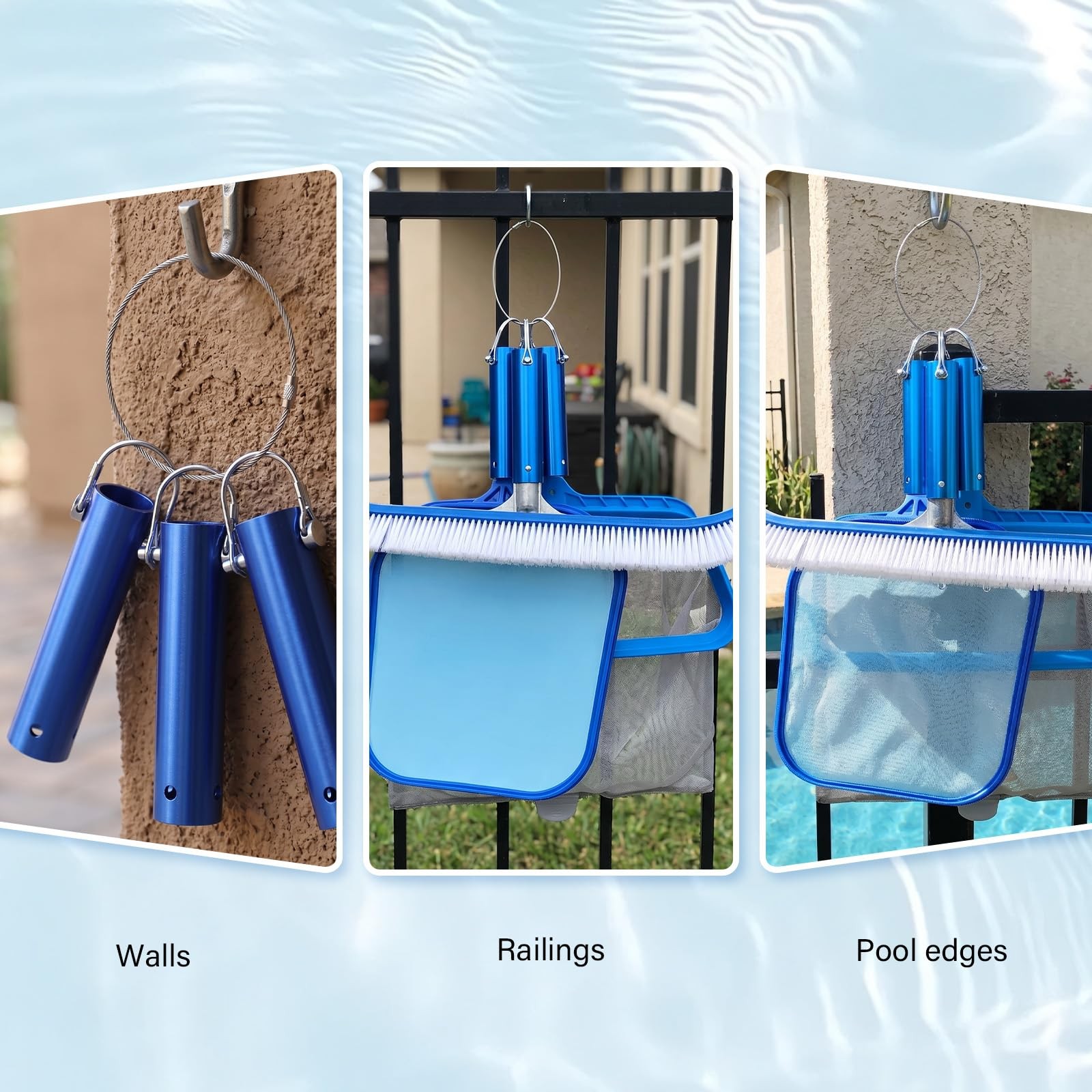 Pool Tool Holder and Organizer, 3 Pcs 1-1/4&Prime; Pool Cleaning Equipment Storage …