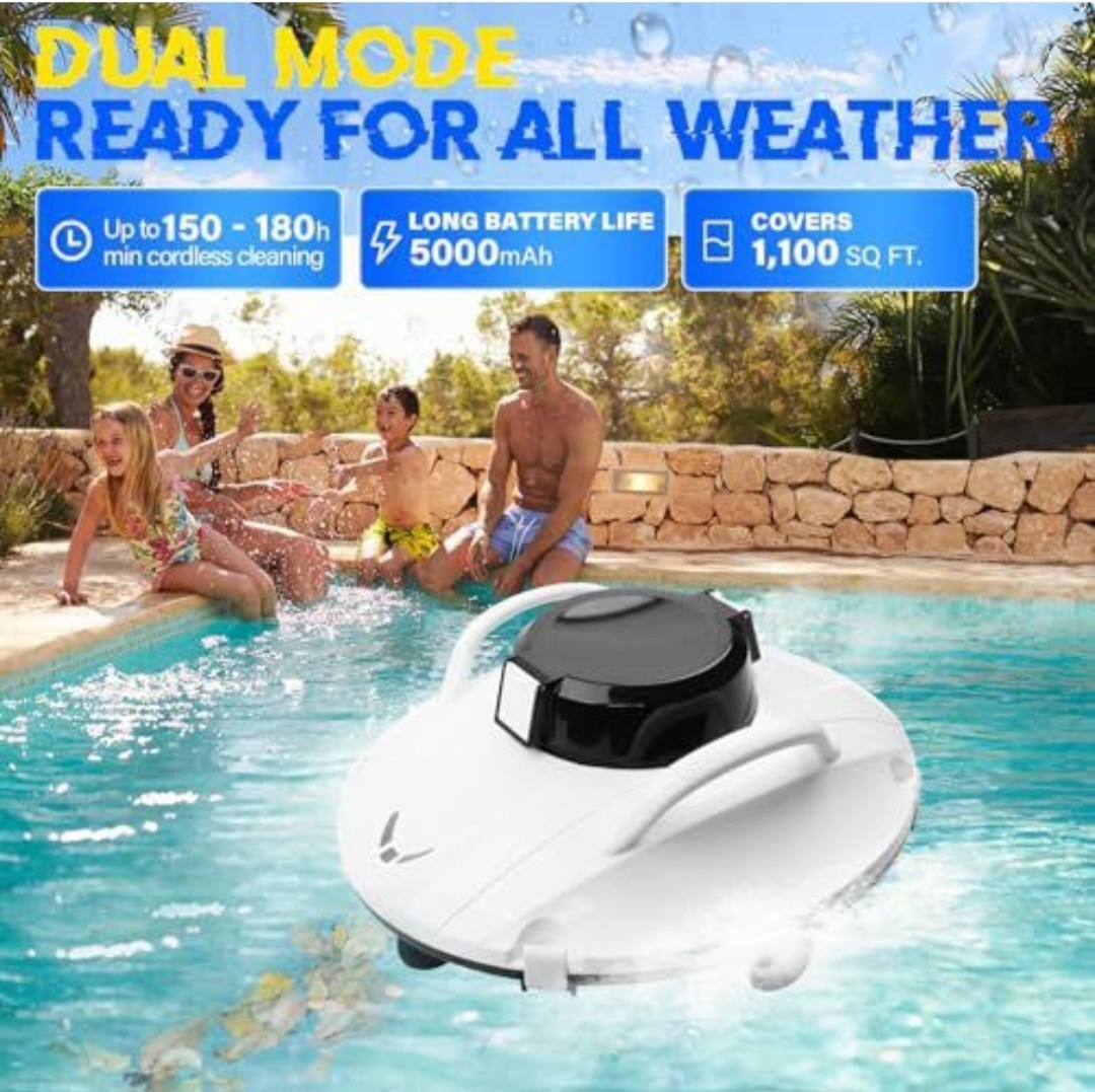 ATVMaster Cordless Robotic Pool Cleaner Smart Navigation 110 Min Run