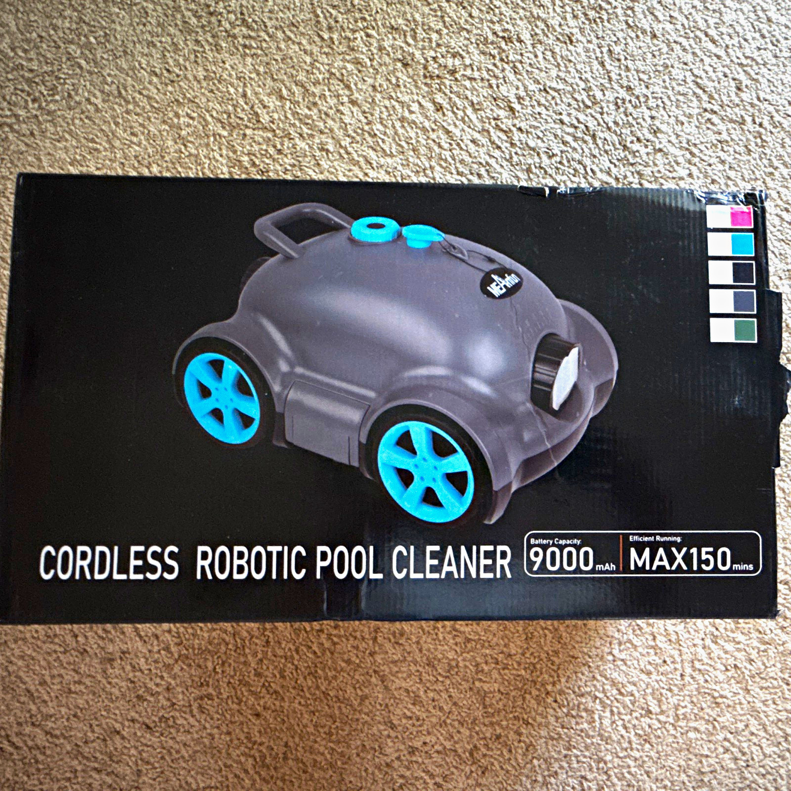 Cordless Robotic Pool Cleaner 9000mAh 150min 2642 GPH Floor Gray/Blue NL-RD02