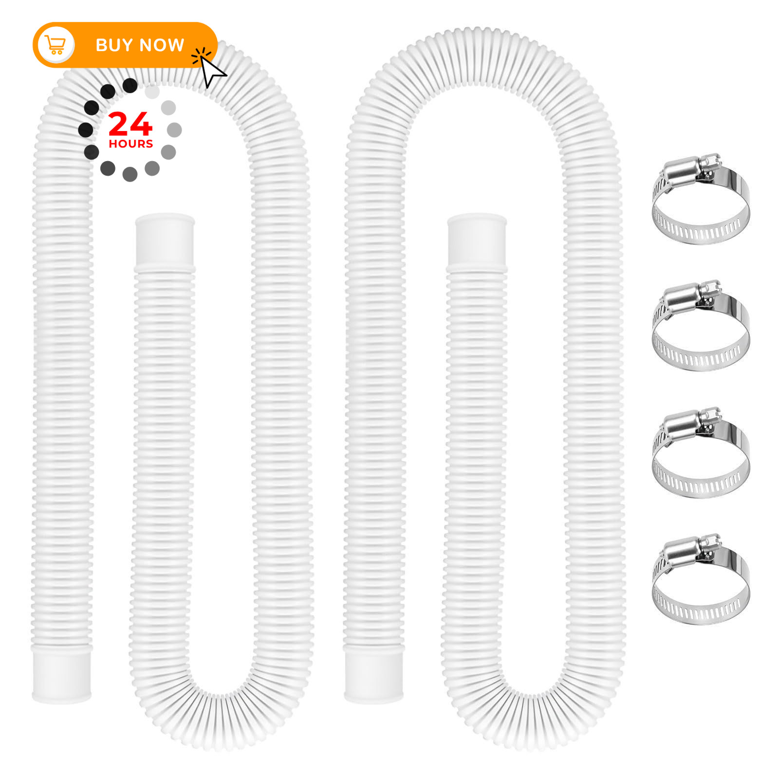 Pool Hoses for Above Ground Pools 1.5&Prime; Diameter 1.5 inches x 59 inches, White