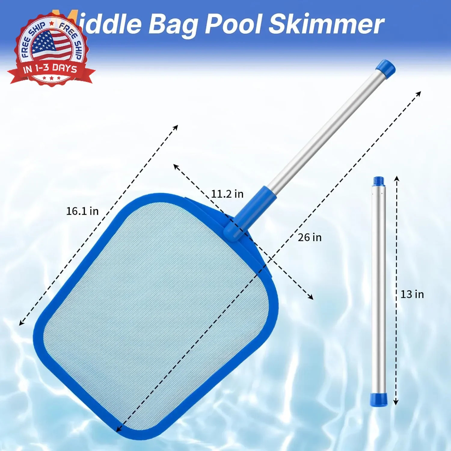 Tavaleu Pool Skimmer, Hot Tub Skimmer Spa Net with Pole, 26 », Ultra Fine Mesh S