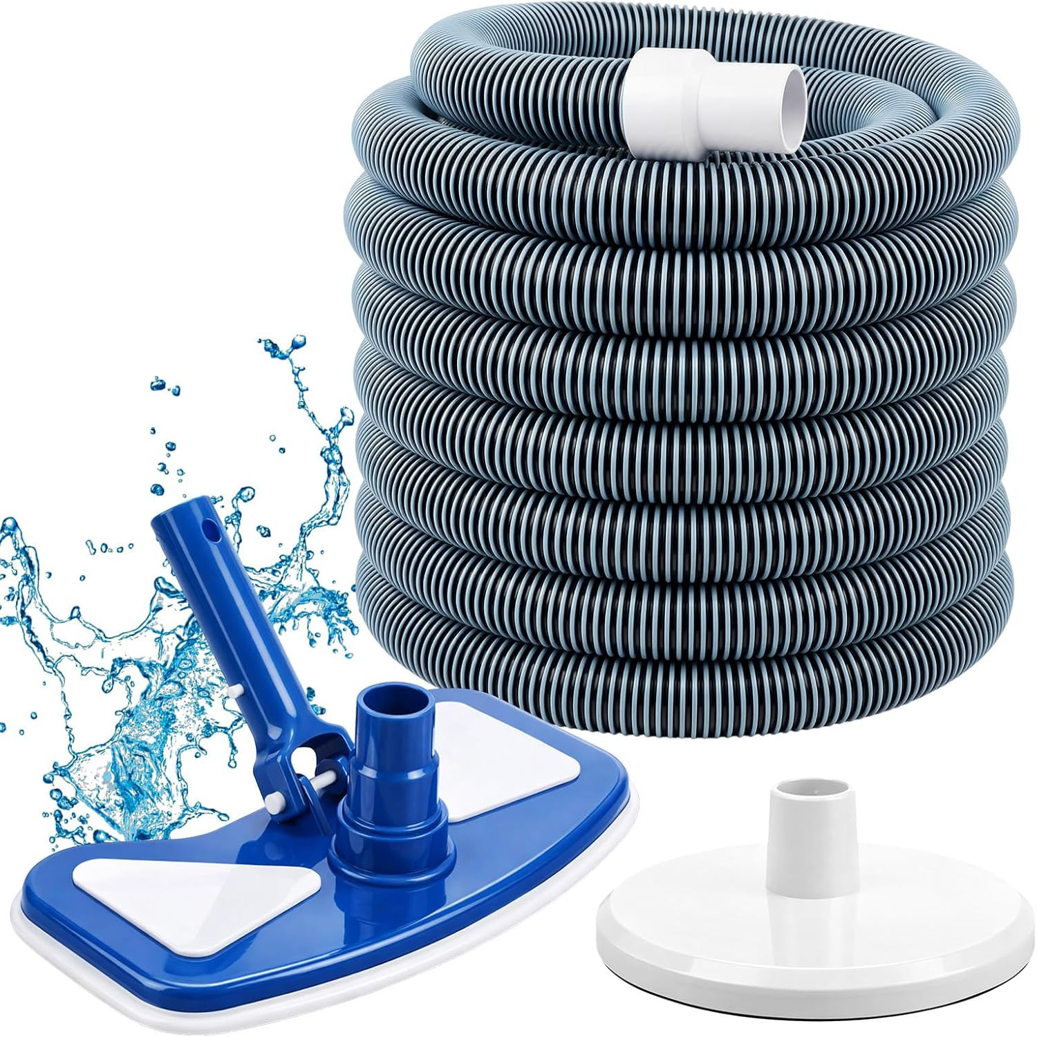 3 Pcs Pool Cleaning Kit 11.8&Prime; Vacuum Head with Flexible Wheels, 1-1/2 X 18Ft Hos
