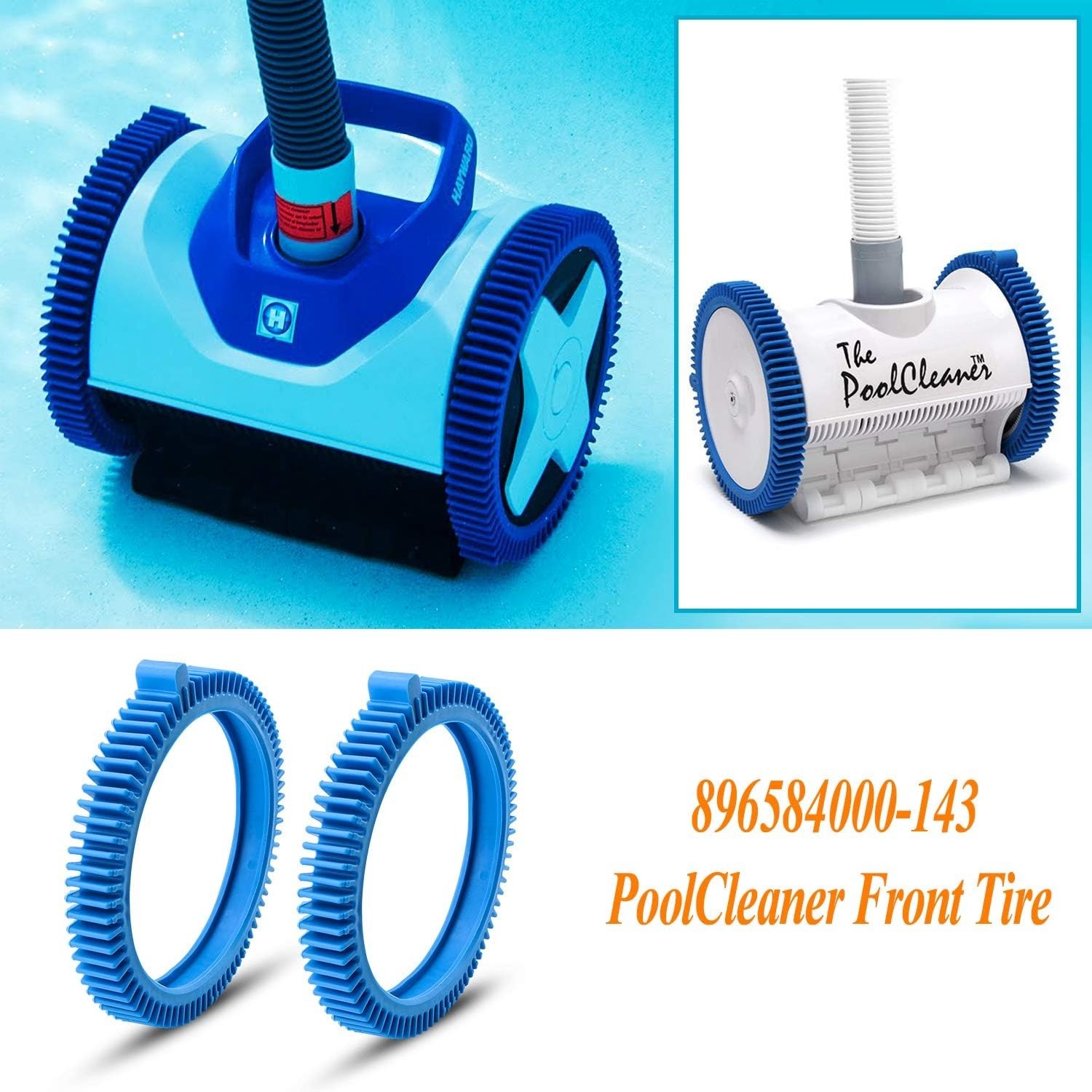 Blue Pool Vacuum Tire Kit 2 Pack for Hayward & Phoenix Cleaners, Heavy-Duty R…