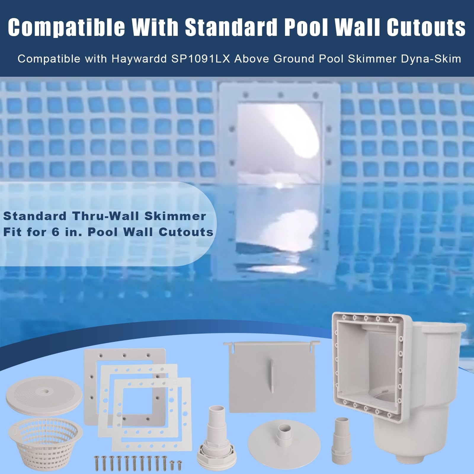 Above Ground Pool Skimmer Kit Replacement Heavy Duty ABS Debris Basket 6 Inch