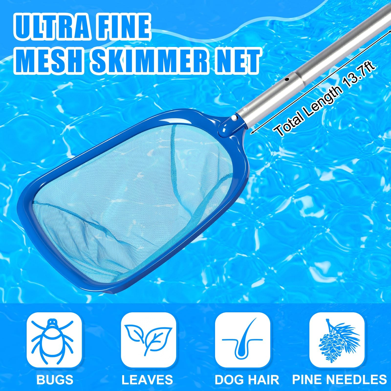 Innconee 4 Pcs Swimming Pool Vacuum Kits 11.8&Prime; Head blue and white