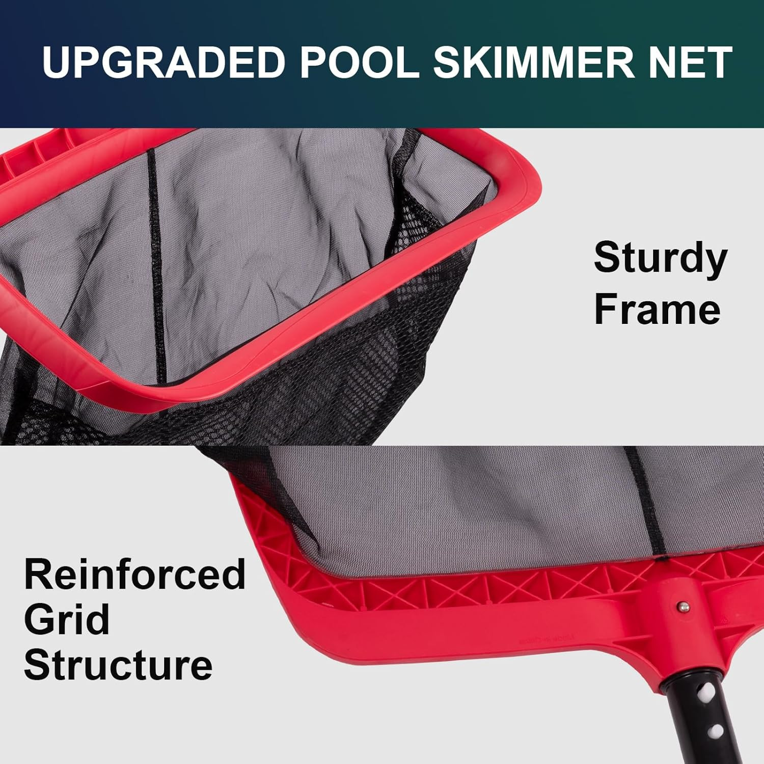 Pool Skimmer Net, Upgraded Pool Net Skimmer with Double-Layer Netting Bag, Large
