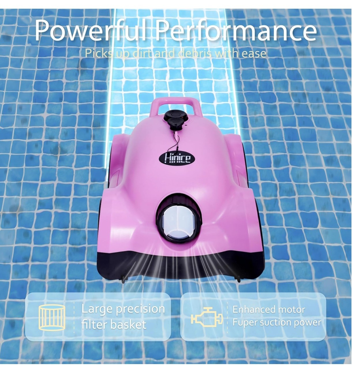 Cordless Robotic Pool Cleaner,Automatic Pool Vacuum Robot up to 2153 sq ft Pink