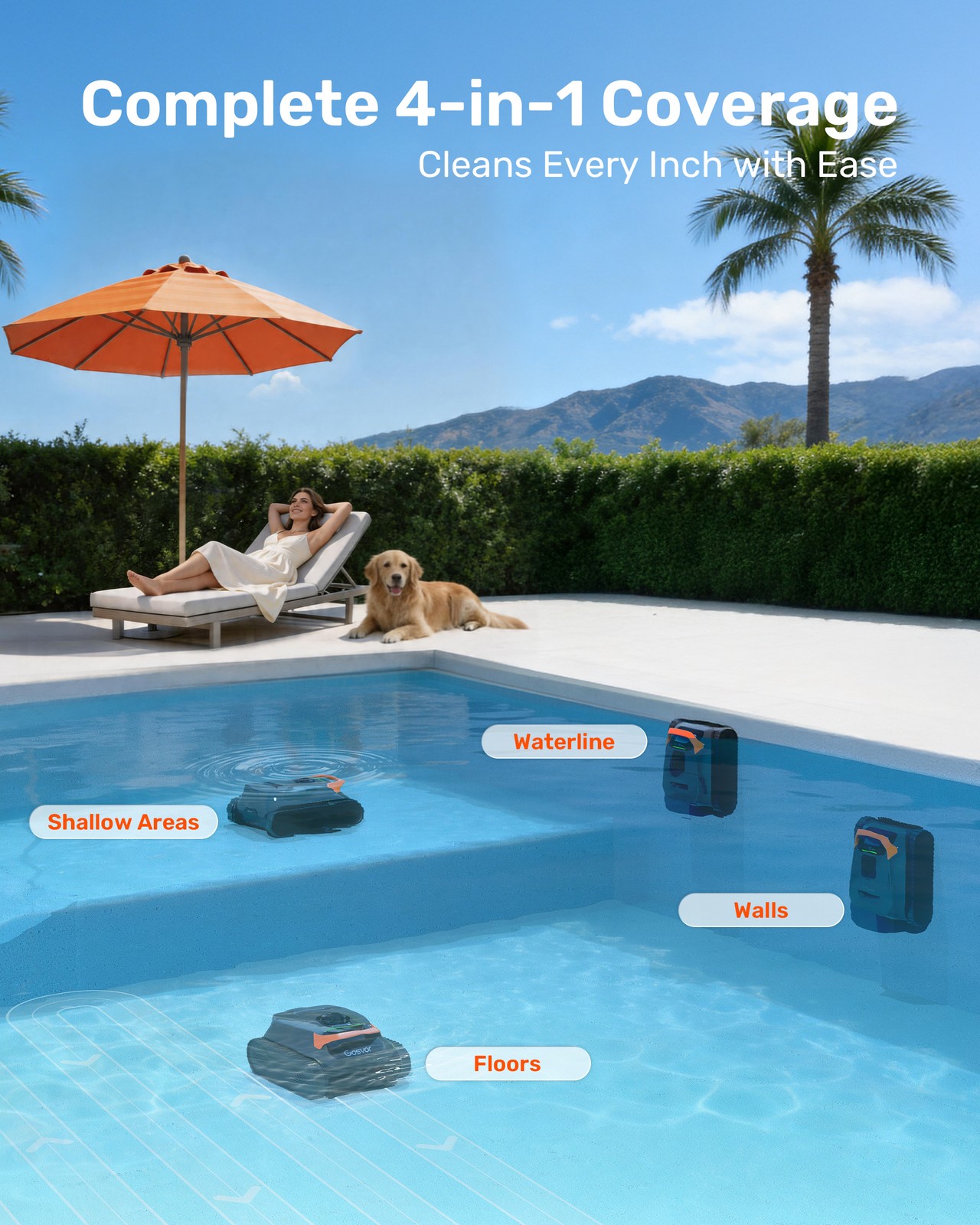 Gosvor Pool cleaner robot,150-Min Battery Life for Smart Mode,with APP LiteVacG1