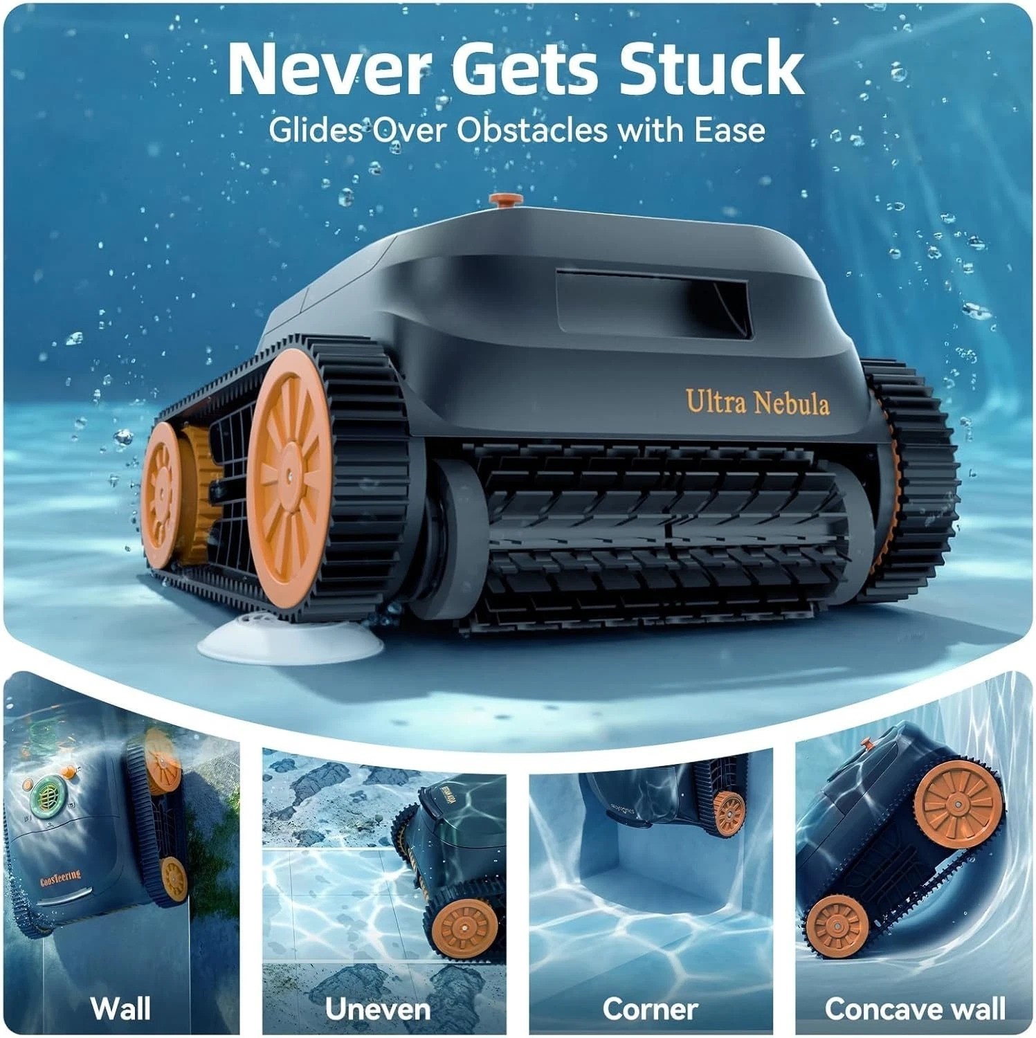 Ultra Nebula Cordless Pool Vacuum Robot 5580 GPH 180 Min Runtime Black