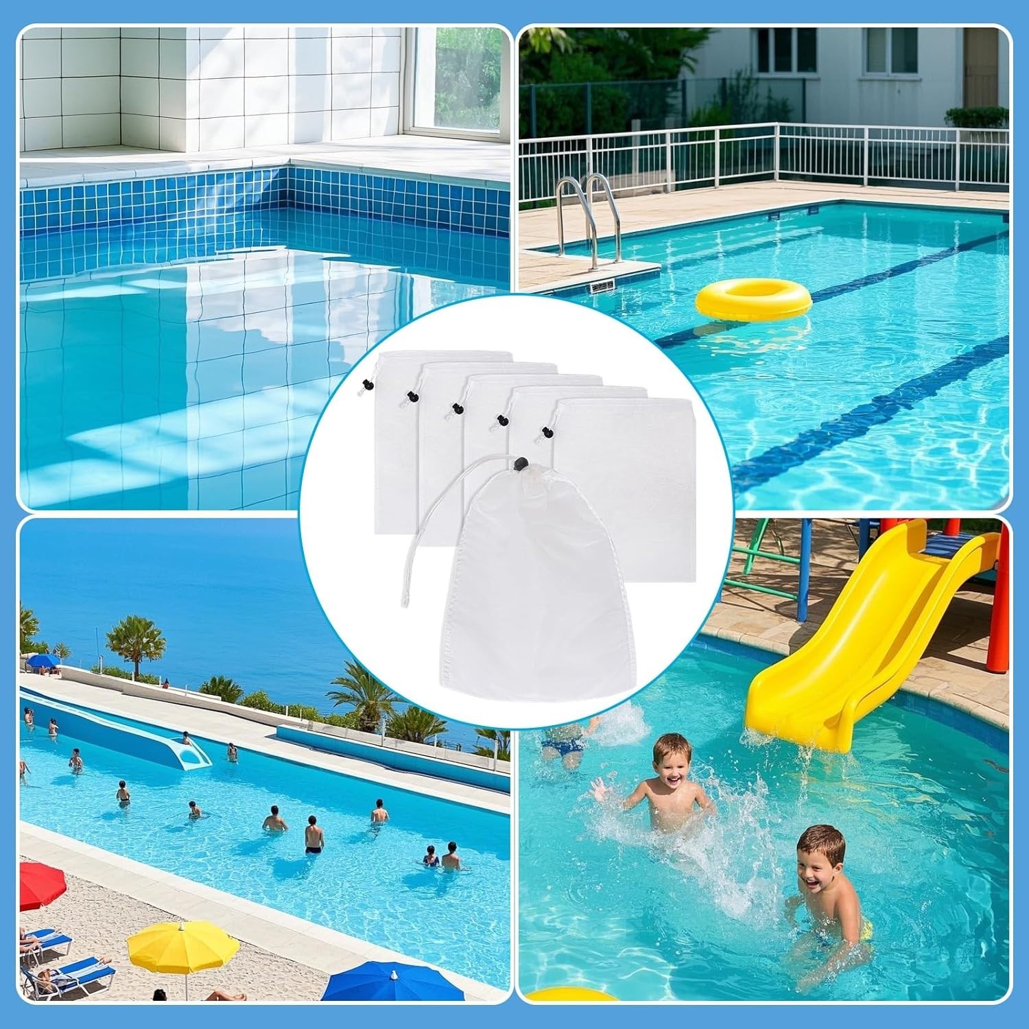 Durable 6 Pcs Pool Skimmer Net Bags – Reusable Filter Bags for Easy Cleaning