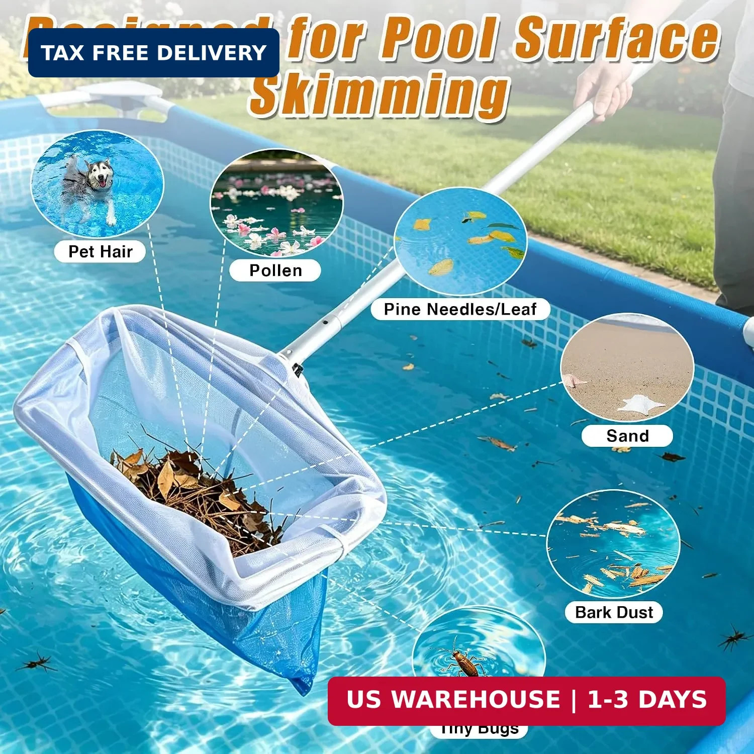 3 Pcs Ultra Fine Mesh Pool Skimmer Net Insert 26x22in Collect pool garbage | Cle