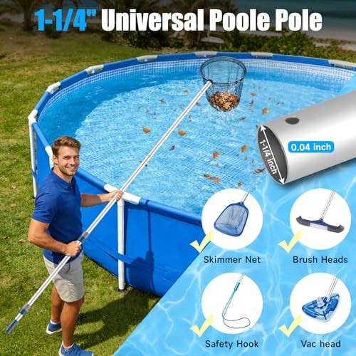 Professional 12 Foot Telescopic Aluminum Swimming Pool Pole – Attach 12ft