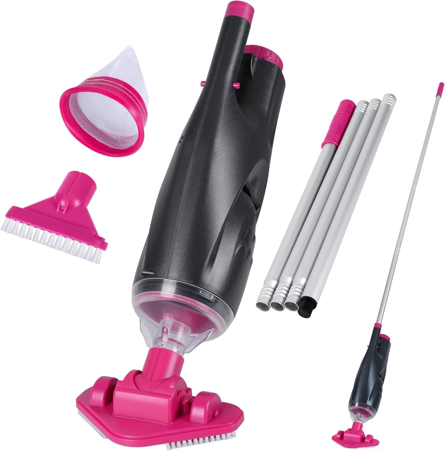 Cordless Pool Vacuum for Hot Tubs Small Pools Rechargeable 90Min Gray