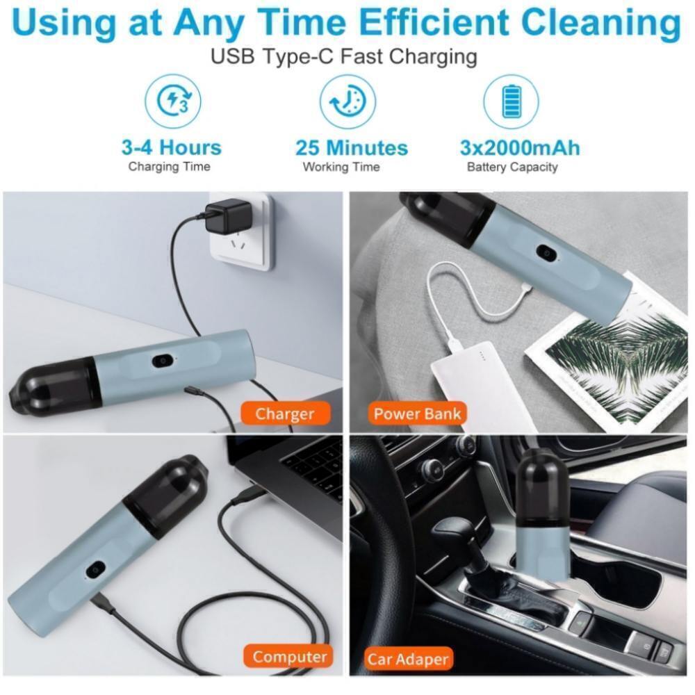 NEW Car Home 90W Vacuum Cleaners Cordless Handheld Rechargeable Mini Lightweight