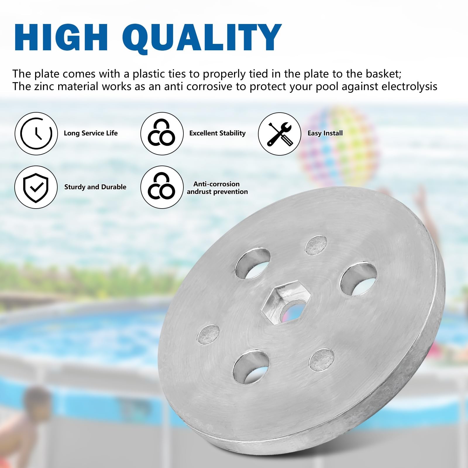 Zinc Anode Weight Plates for Pool Protect Salt System Metal Components 2
