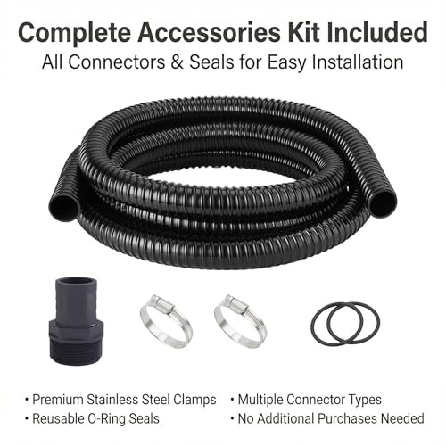 Corrugated Pond Tubing – Flexible, Kinkproof, 1-1/2 Inch 10 Feet – Black