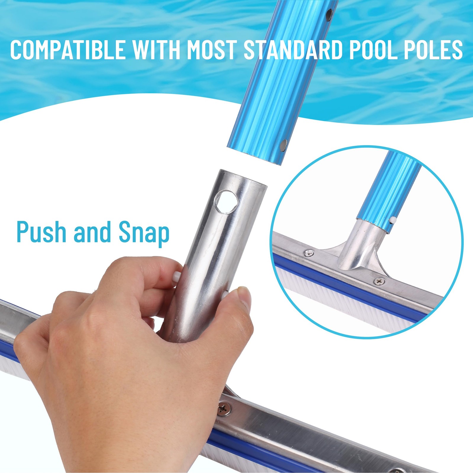 UNCO Aluminium Pool Brush Head – 17.3 in, Wall & Tile Brush, Large, Blue