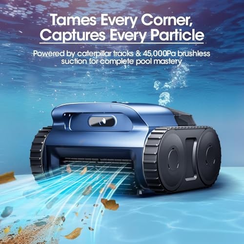 Cordless Robotic Pool Vacuum Track Drive Sonar Navigation