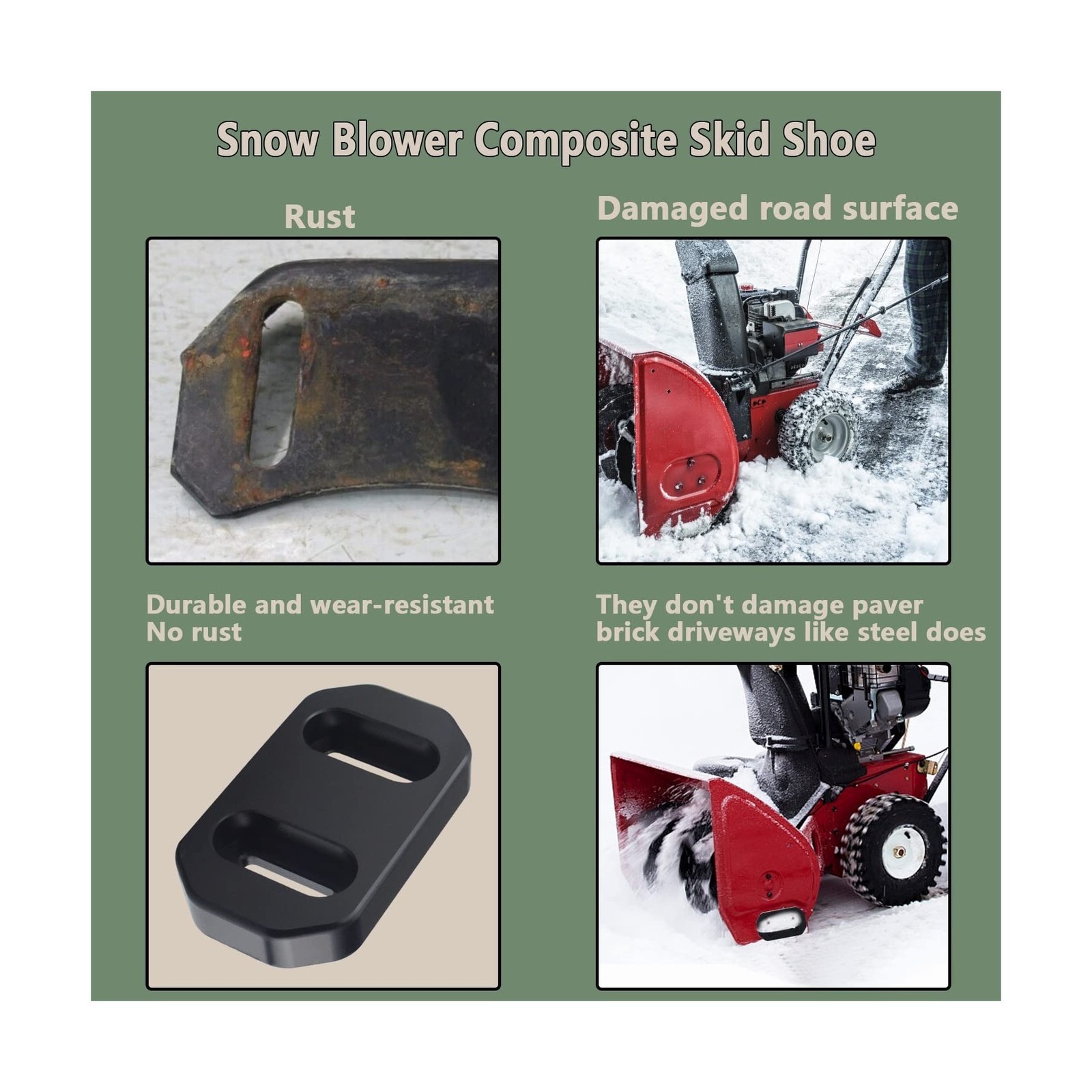 2 Pack 106-4588-01 Snowblower Composite Skid Shoe – Compatible with Toro 106-…