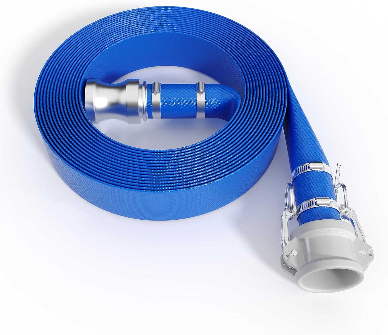 Pool Backwash Hose 1.5&Prime;x50 ft Camlock Fittings PVC Lay Flat Discharge Water Pipe