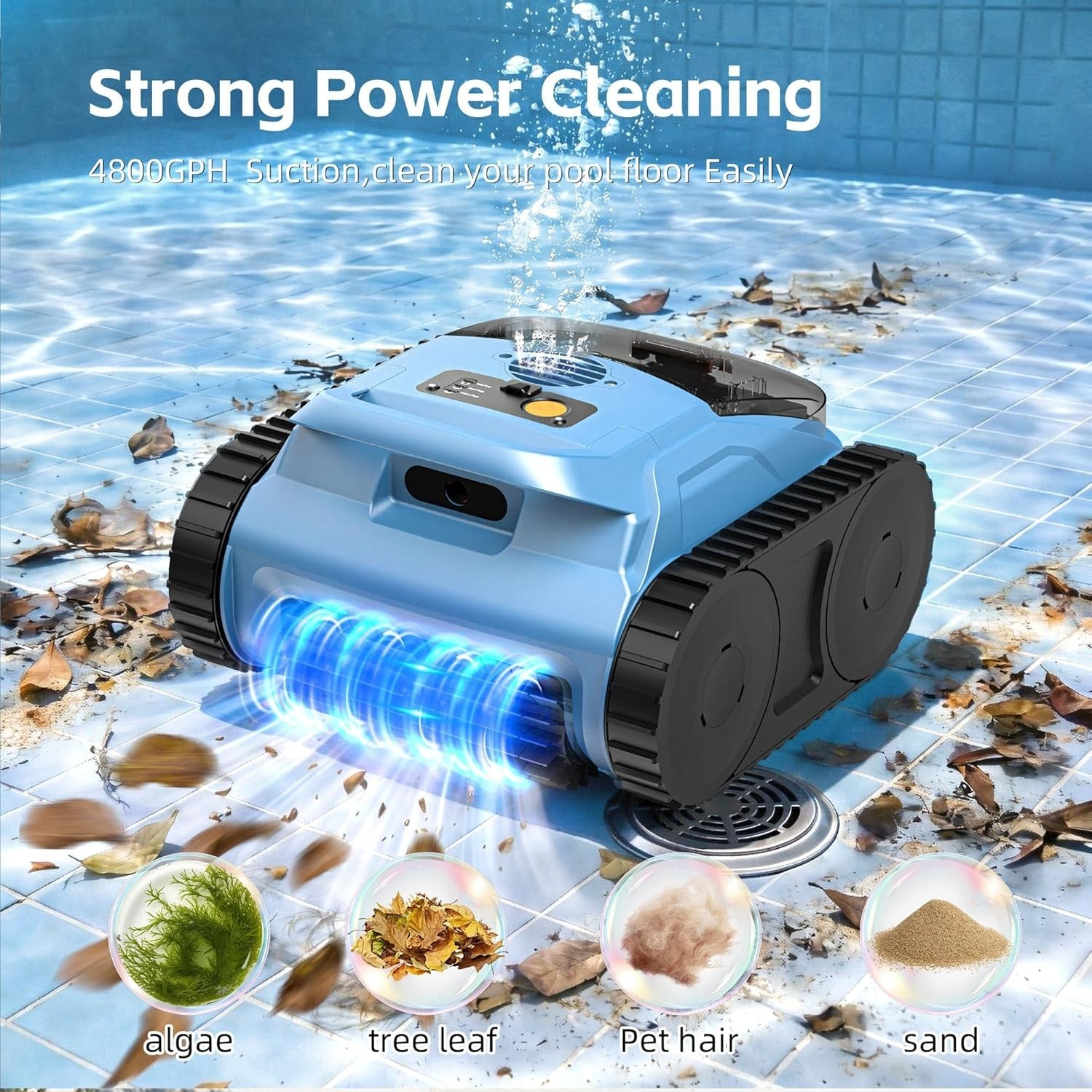 Pool Vacuum Robotic Cleaner AI Sonar Cordless 180-Mins Battery Life