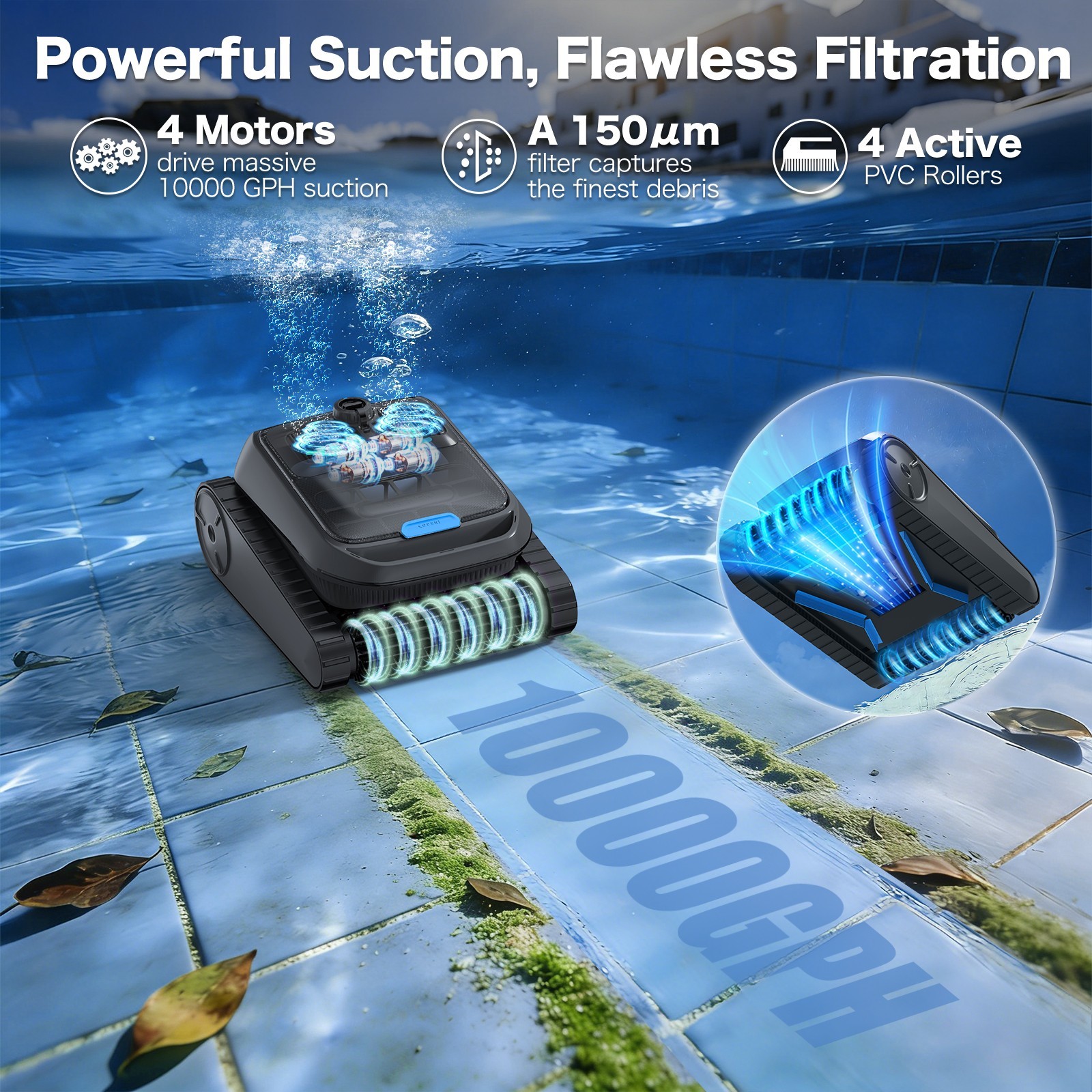 AIRROBO CP400 Cordless Robot Pool Cleaner & Robotic Pool Skimmer Inground APP