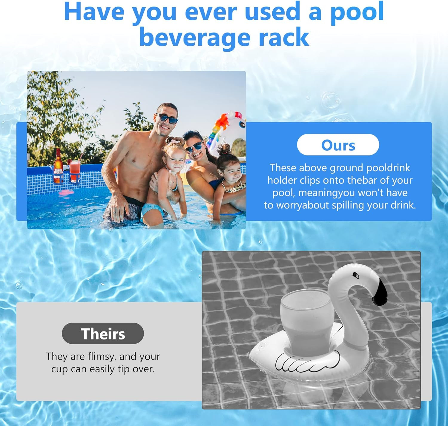 Poolside Cup Holder for above Ground Pools, Pool Drink Holders for Party ONLY FI