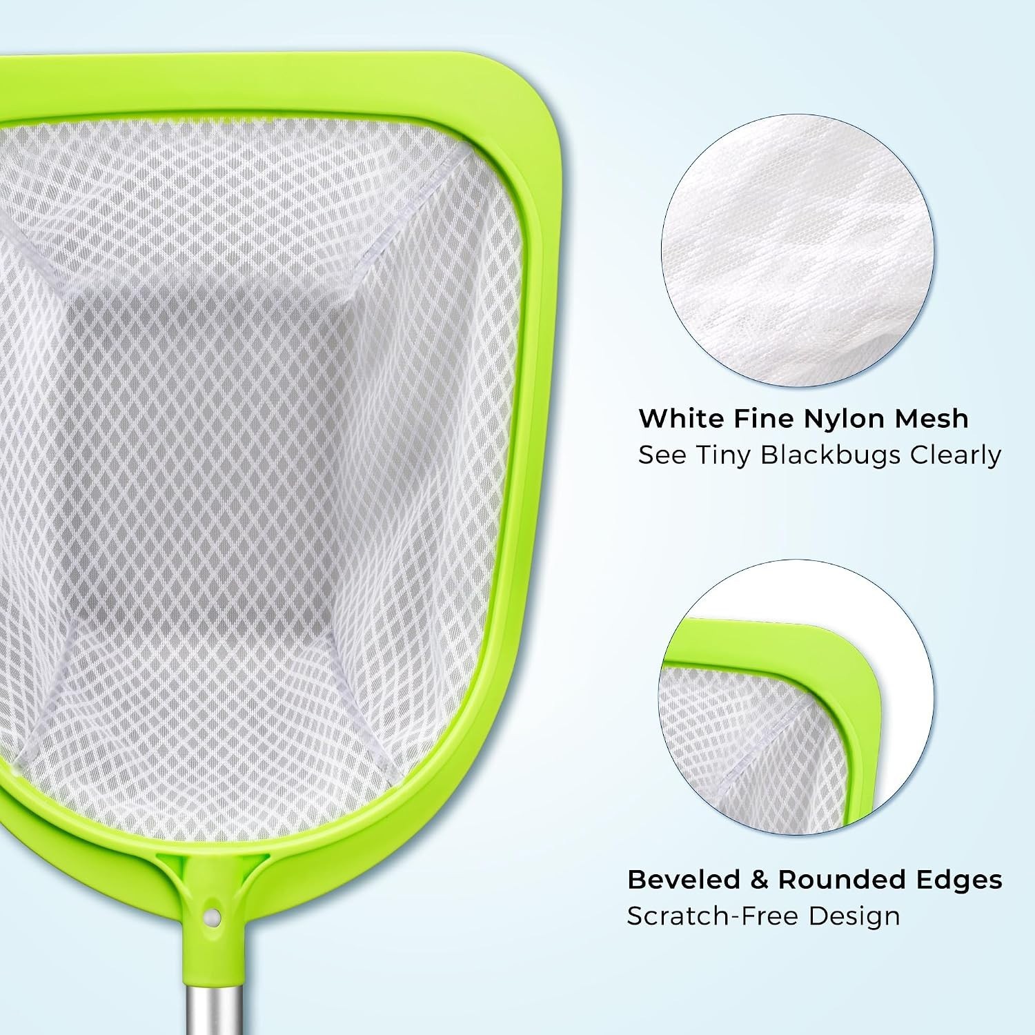 25&Prime; Pool Skimmer Net w/ Aluminum Pole Fine Mesh Leaf Cleaner for Spa Pond