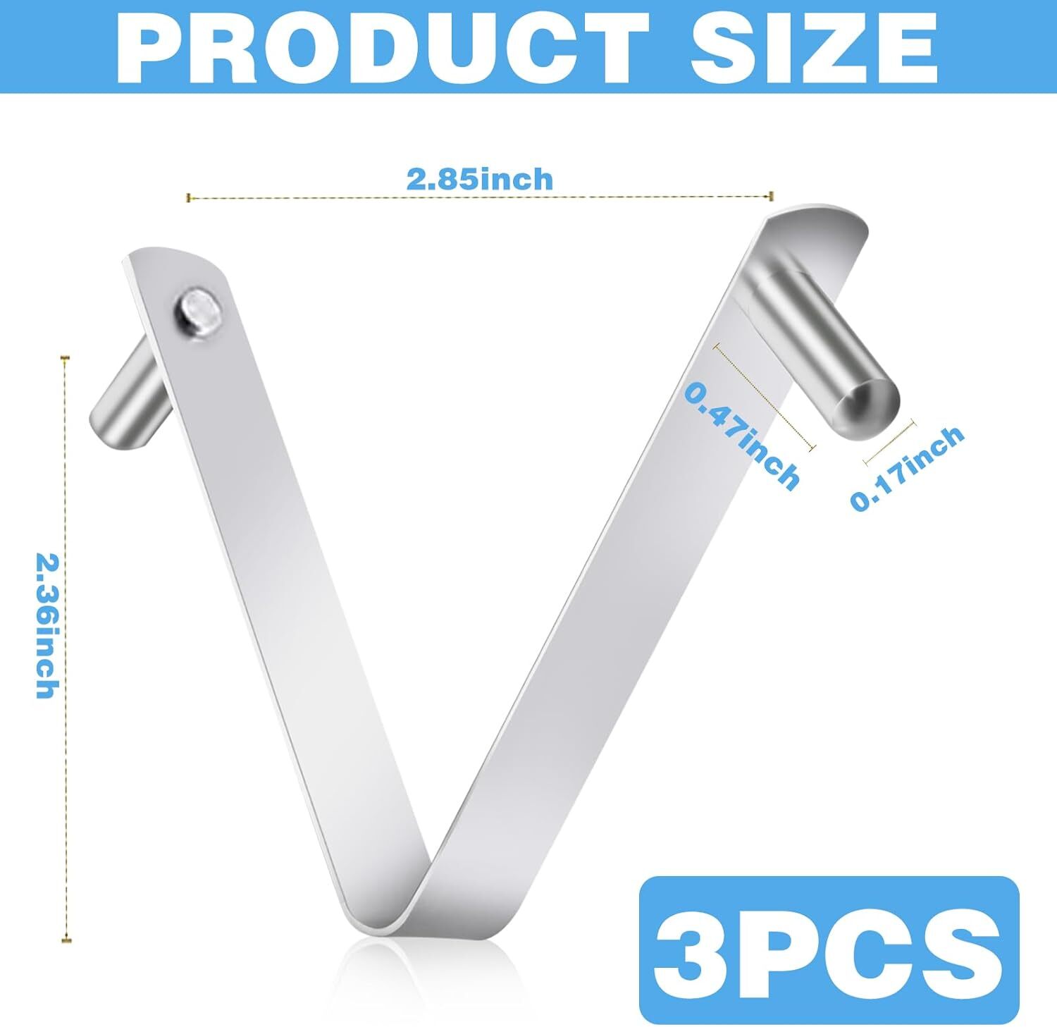 3Pcs Pool Brush Clips V-Shaped Stainless Steel Clips for Poles Skimmers Spa Tool