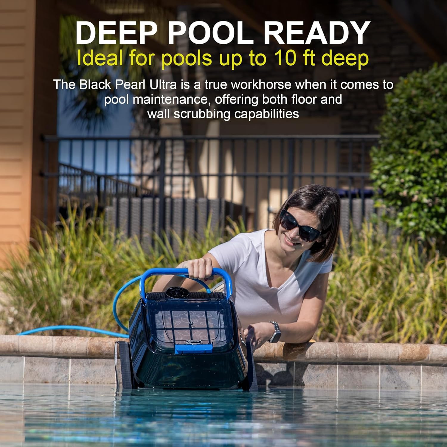 Battery-Powered Inground Vacuum for Pools up to 10 Ft Deep – Wall Climber – 150