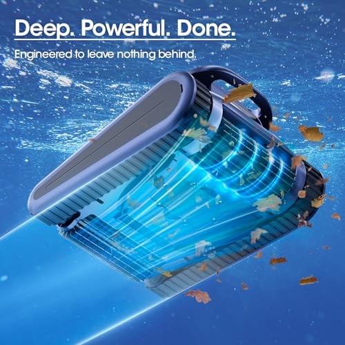 Cordless Robotic Pool Cleaner, Pool Vacuum 180W Brushless Motor, Dark Blue